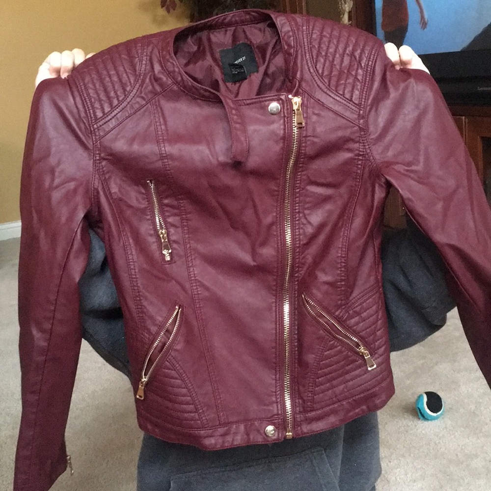 Maroon leather jacket